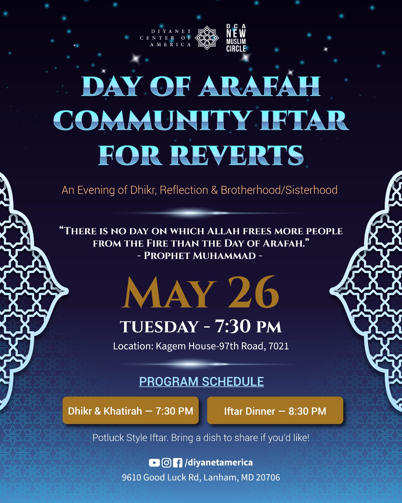 Day of Arafah Community Iftar for Reverts Flyer